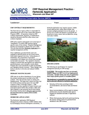 Fillable Online Nrcs Usda CRP Required Management Practice Herbicide