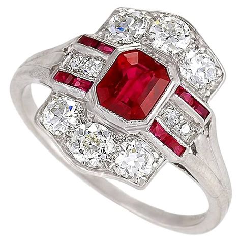 Tiffany and Co. 1920's Art Deco Ruby, Diamond and Platinum Ring For ...