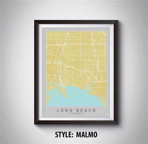 Map of Long Beach CA Long Beach Map Long Beach Poster | Etsy