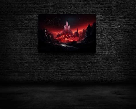 Gothic Castle Art, Dark Art, Canvas Art, Dark Fantasy Canvas, Red ...