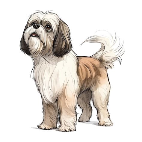 Linda Ilustraci N De Raza De Perro Shih Tzu Acuarela Foto Premium