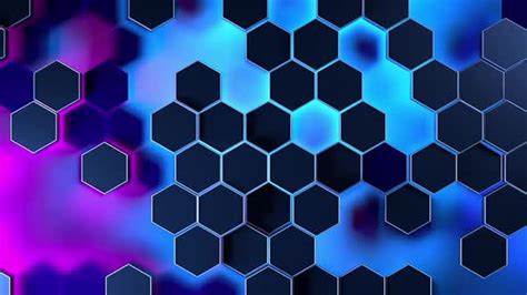 Black Hexagon Shapes In Blue Purple Background Hd Abstract Wallpapers