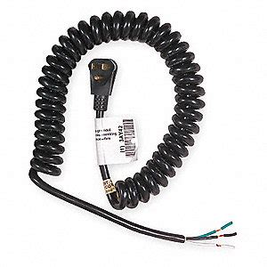 POWER FIRST Coiled Power Cord, 16 AWG, Number of Conductors 3, PVC ...