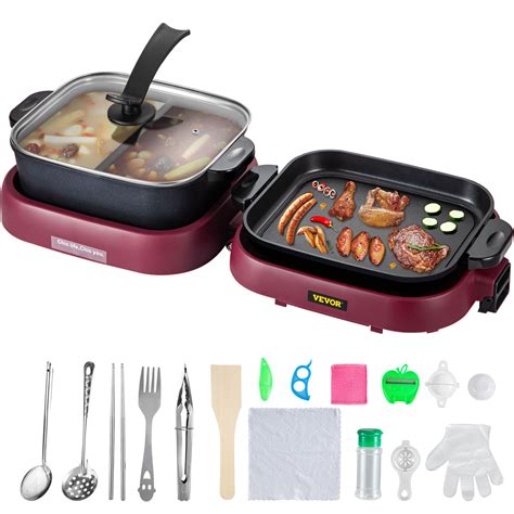 VEVOR Pentola Calda 3 6L Hot Pot Piastra Griglia 800W Elettrica Pieghevole Uso Casalingo Per