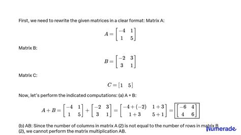 SOLVED Perform The Indicated Computations When Possible Using The