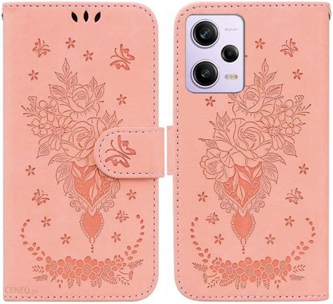 Etui Dla Xiaomi Redmi Note 12 Pro 5G Emboss Kwiaty Róży Na Portfel Pu