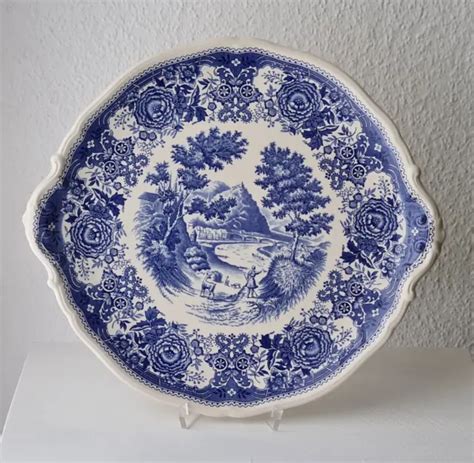 Villeroy Boch Mettlach Burgenland Blau Tortenplatte Kuchenplatte Mit