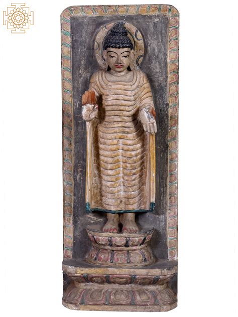 Wooden Standing Gautama Buddha Statue | Exotic India Art