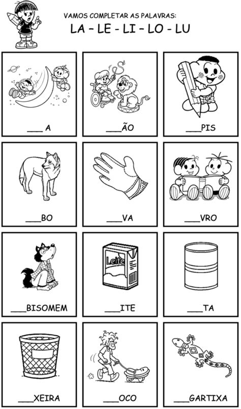 Atividade La Le Li Lo Lu - sílabas com la le li lo lu | Atividades de alfabetização, Atividades ...
