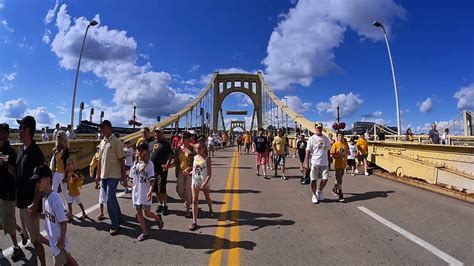 Pittsburgh Pirates Fans Walk Over The Roberto Clemente Bridge After A