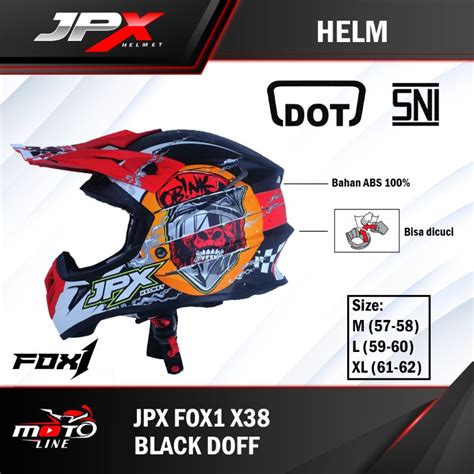 Jual Helm Jpx Cross Full Face Fox X Black Doff Shopee Indonesia