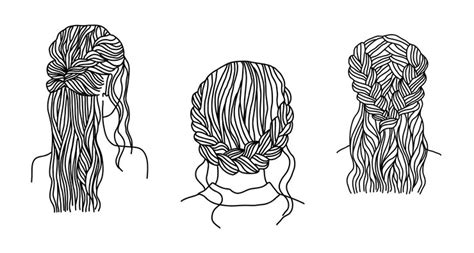 Premium Vector Line Art Hairstyles Set Female Heads With Braided Hair