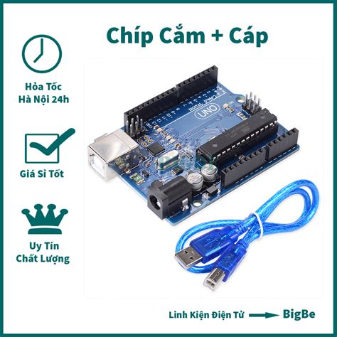 Kit Arduino Uno R3 Atmega 328p Chíp Cắm Dán Có Kèm Dây Cáp Shopee