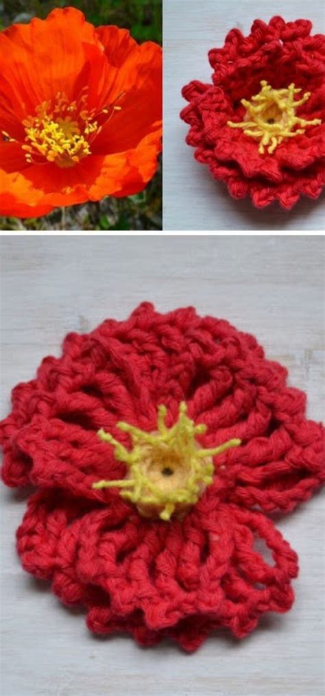 15 Best Crochet Poppy Flower Free Patterns & Instructions