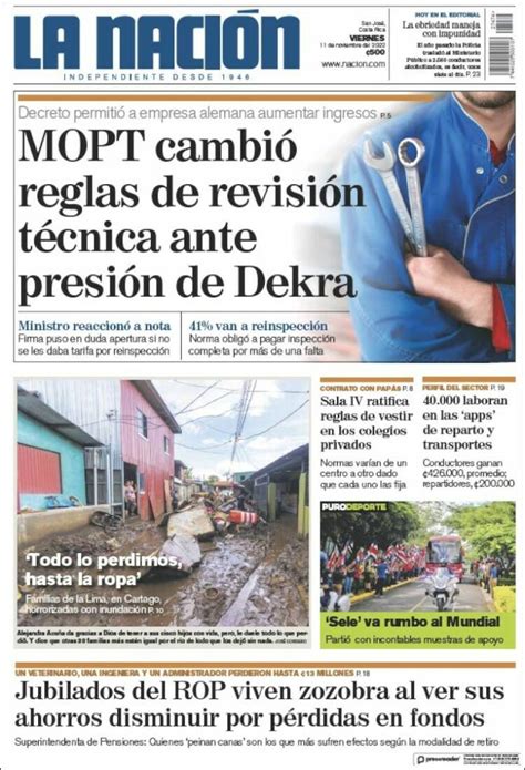 Periódico La Nación Costa Rica Costa Rica Periódicos De Costa Rica Edición De Sábado 12