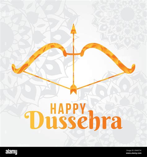 Happy Dussehra And Bow With Arrow Design Indian Festival Theme Vector