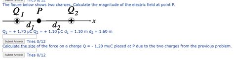 Solved The figure below shows two charges. Calculate the | Chegg.com 