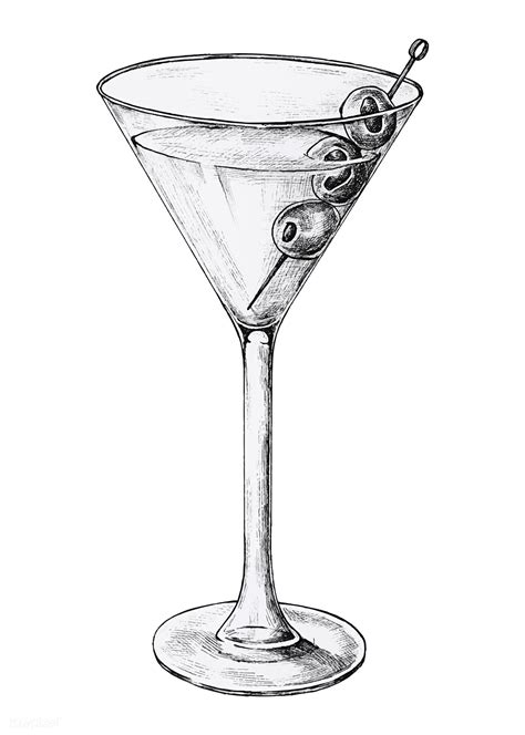 Hand Drawn Glass Of Martini Cocktail Vector Premium Image By Rawpixel