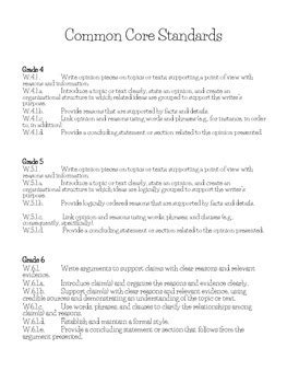Opinion / Argument Writing: Topic, Task & Rubric- COMMON CORE Aligned 