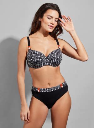 Underwired Demi Cup Bikini Top Adjustable Straps Geometrical Design