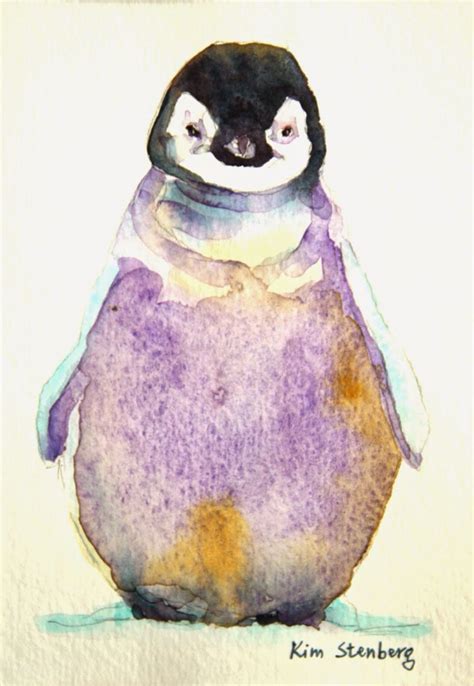 Watercolor And Marker Pinguim Desenho Aquarela Aguarela