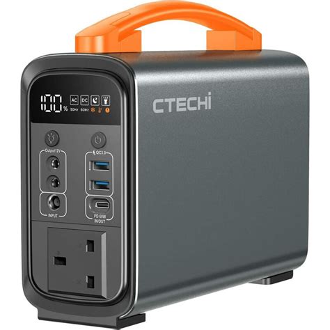 Ctechi Portable Power Station 320Wh LiFePO4 Battery Solar Generator