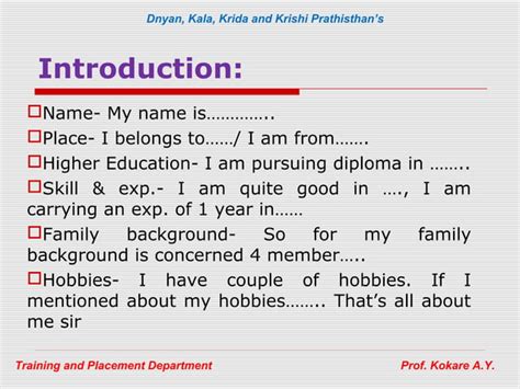 Introduction Ppt By Training And Placement Ppt