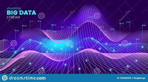 Glow Big Data Screen Violet Particle Matrix Stock Illustration