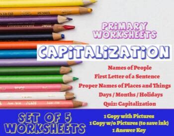 Primary Worksheets Capitalization Print And Go No Prep Practice And