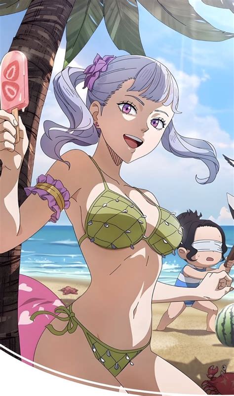Charmy Pappitson Noelle Silva Black Clover Girl Arms Up Beach Bikini Bra Flower Flower