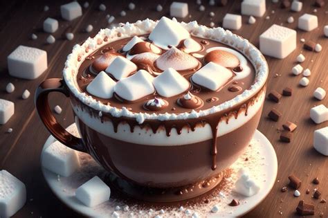 Premium AI Image Cup Of Hot Chocolate With Marshmallows