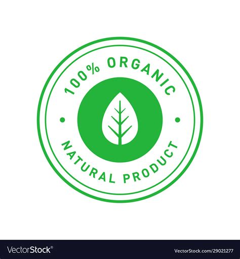 Organic 100 Percent Natural Product Green Circle Vector Image