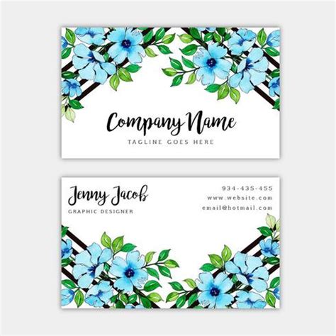 Watercolor Floral Business Card 669810 Vector Art at Vecteezy