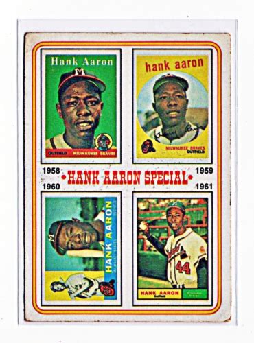 1974 TOPPS 4 HANK AARON SPECIAL 1958 1961 MILWAUKEE BRAVES HOF