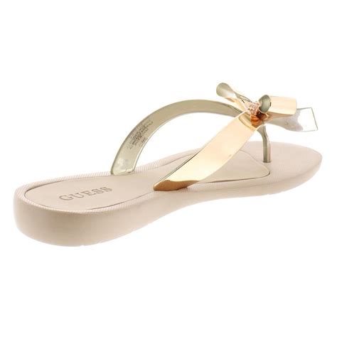 Guess Womens Tutu 9 Gold Bow Shoes Flip Flops Sandals 9 Medium Bm