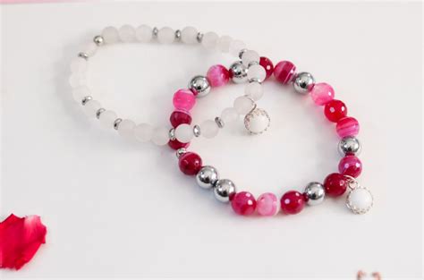 Bracelet Pierres Semi Précieuses et Perle Lait Maternel La Joie En Rose