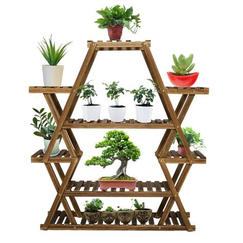 Youloveit 6 Tier Wood Plant Stand Multi Tier Wooden Plant Shelf Wooden Flower And Plant Display