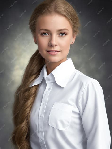 Premium Ai Image Portrait Beautiful Dutch Girl Wearing White Work Shirt