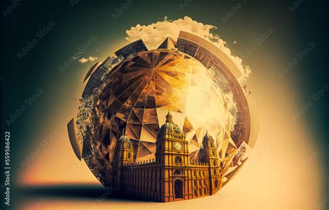 Architectural sphere as a cartographic orb or structural globe showing ...