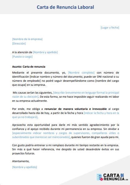 Albardilla Resolver Propio Plantilla De Carta Laboral Tormenta Alg N