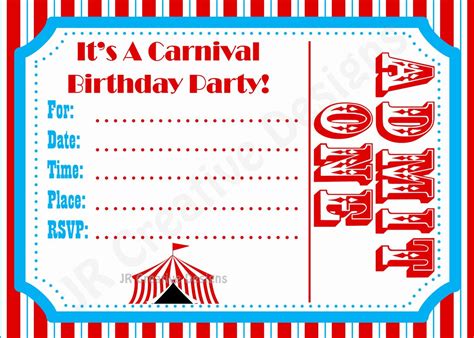 New Carnival Ticket Invitation Template In 2020 Carnival Party Invitations Carnival Birthday