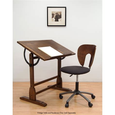 Studio Designs 42 In Rustic Oak Vintage Drafting Table And Chair Set