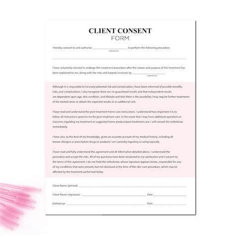 Esthetician Consent Form Template