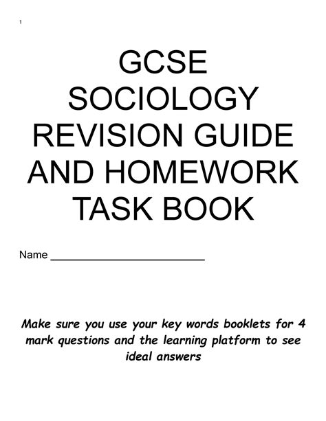 Sociology Revision Gcse Sociology Revision Guide And Homework Task