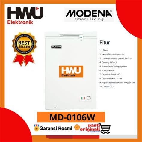 Jual MODENA MD0106W MD 0106 W CHEST FREEZER BOX 100 LITER MD 0106W