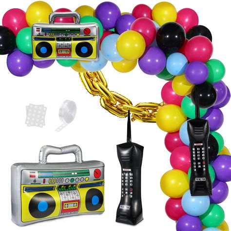 Buy 90s 80s Theme Party Balloons Backdrop Decorations Inlcude Inflatable Boom Box Inflatable