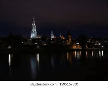 Ulm Germany Night Skyline Behind Donau Stock Photo 1595167330 ...