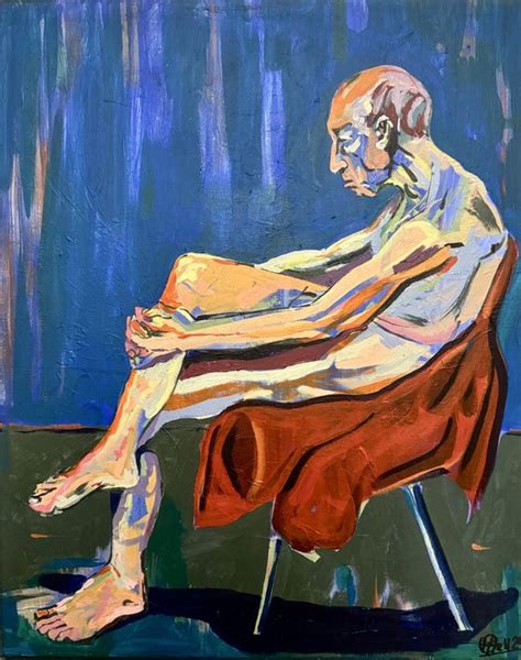 Seated Older Chap Nude Acrylic Painting Hanna Bell Artfinder