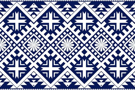 Blue And White Geometric Ethnic Seamless Pattern Design For Wallpaper