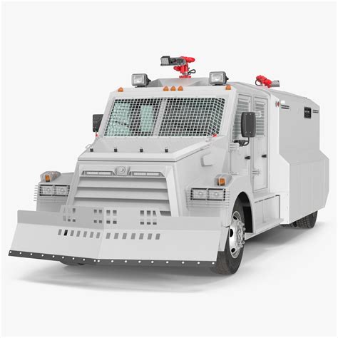 Armored Water Cannon Truck White 3D Model 129 3ds Blend C4d Fbx